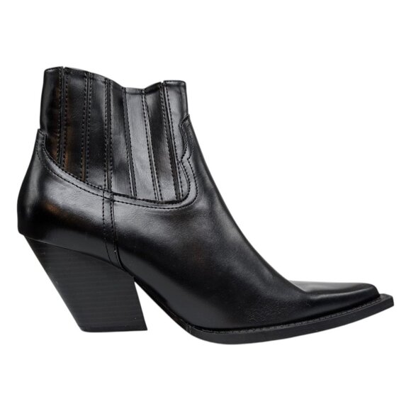 Zara Cowboy Ankle Boots Womens Black Faux Leather Pointed Toe EU 40 US 9 NWOT - Picture 1 of 12